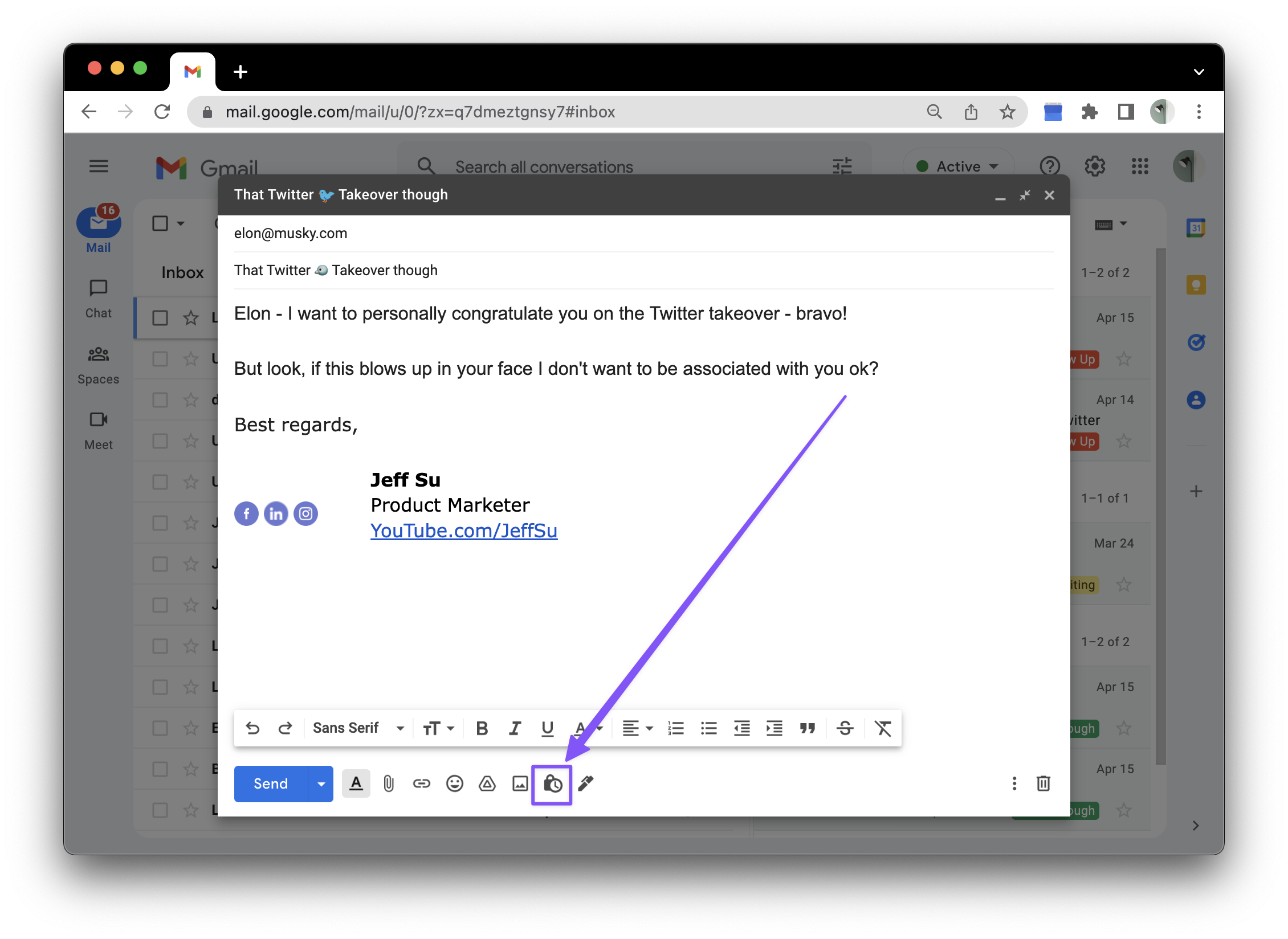 Click “Confidential Mode” at the bottom